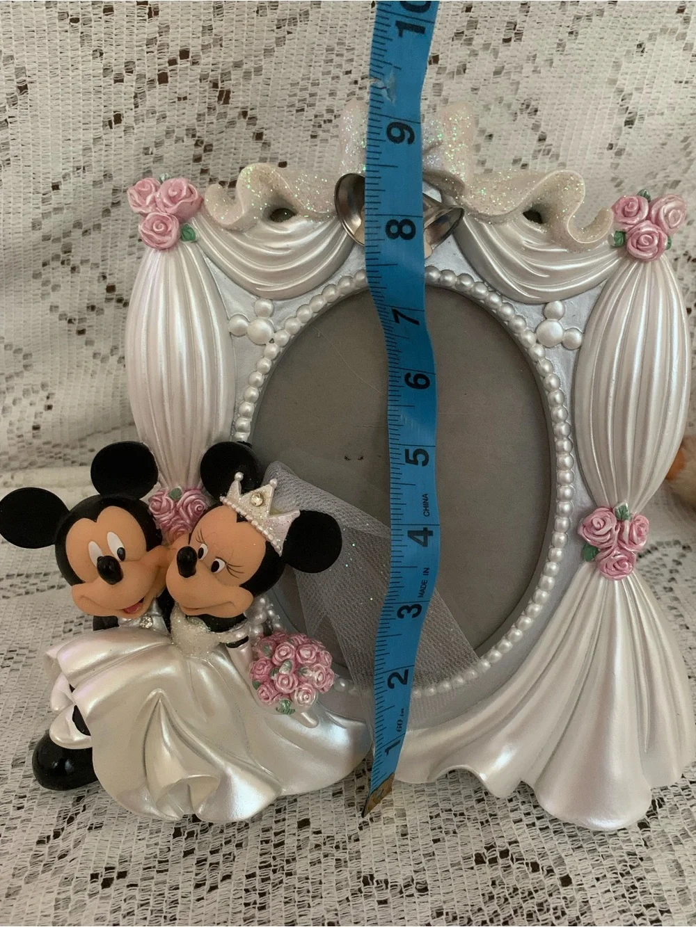 Disney Parks Exclusive Mickey Minnie Mouse Wedding Picture Photo Frame Figure